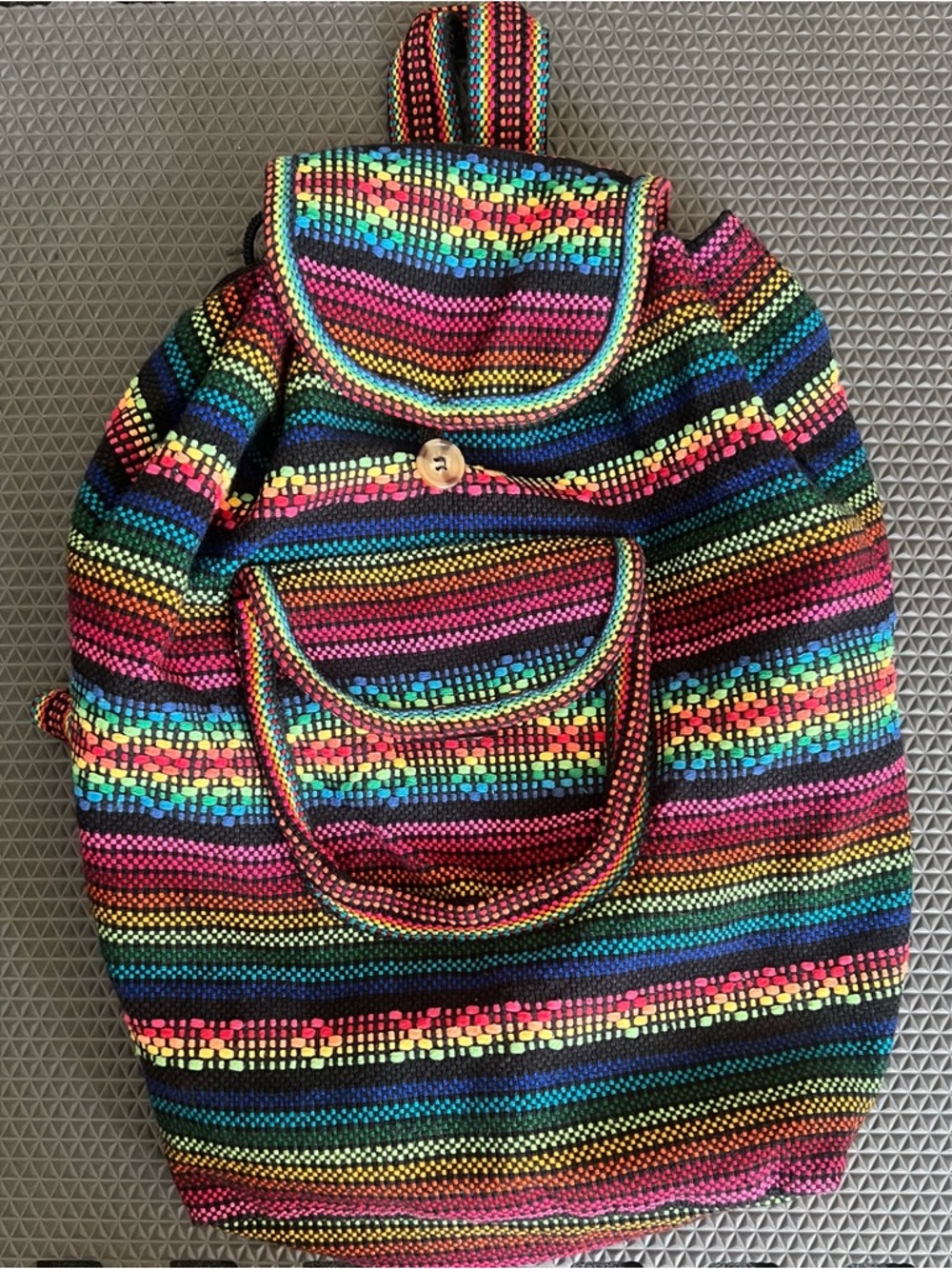 & Other Stories Rainbow Striped Woven Backpack